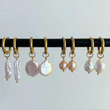 KKBEAD Exquisite Natural Freshwater Pearl Hoop Earrings Fashion Daily Handmade Drop Earring Jewelry Bijoux