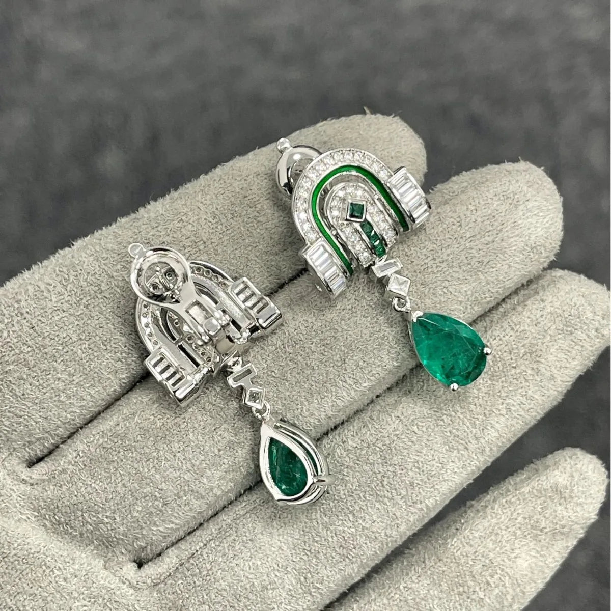 WUIHA Vintage 925 Sterling Silver Pear Cut Emerald Gemstones Drop Dangle Earrings Anniversary Gift Fine Jewelry Drop Shipping