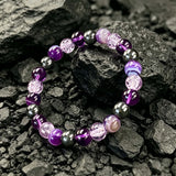 1pc Natural Amethyst Agate Bracelet, Handmade Elastic Crystal Charm Bracelet, Unisex Lucky Jewelry for Daily Wear, Gift