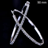 Large crystal hoop earrings, 30–100mm, with CZ accents in a bold hip hop style by HSF Marketplace