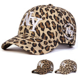 Unisex Letter Embroidery Leopard Print Baseball Caps Spring and Autumn Outdoor Adjustable Casual Hats Hip Hop Hat Sunscreen Hat
