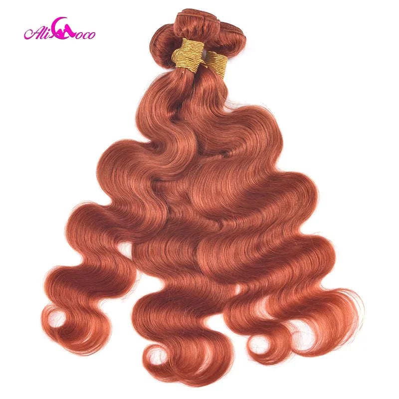 Ali Coco Orange Ginger Bundles With 5x5 Closure Brazilian Body Wave With Closure Remy 5x5 Closure With Human Hair Bundles