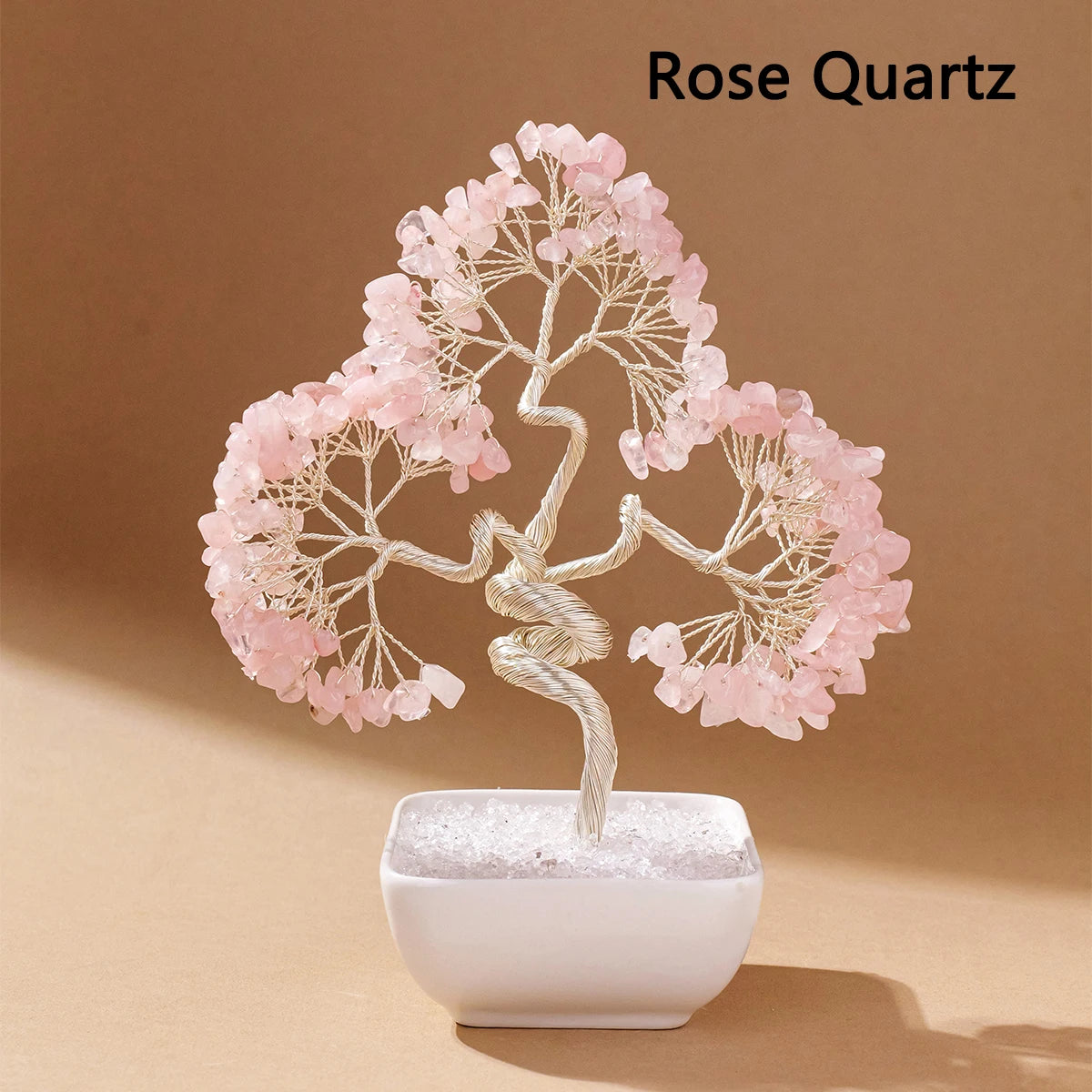 1pc Natural Crystal Tree with Chakra Stones: Money Tree on White Ceramic Bowl, Copper Wire Design for Feng Shui & Yoga Home Deco