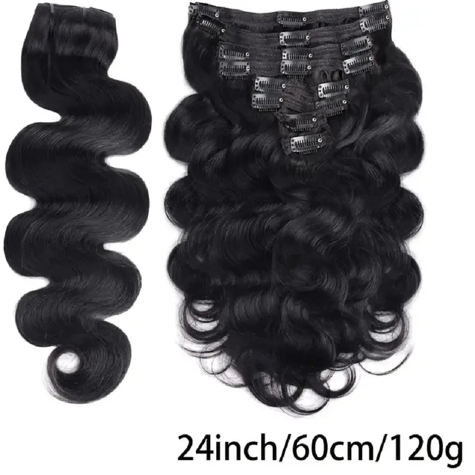 Body wave clip-in human hair extensions for effortless volume by HSF Marketplace