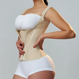 HSF Marketplace Colombian shapewear body shaper vest with double compression, zipper, hook-eyes, and adjustable waist trainer