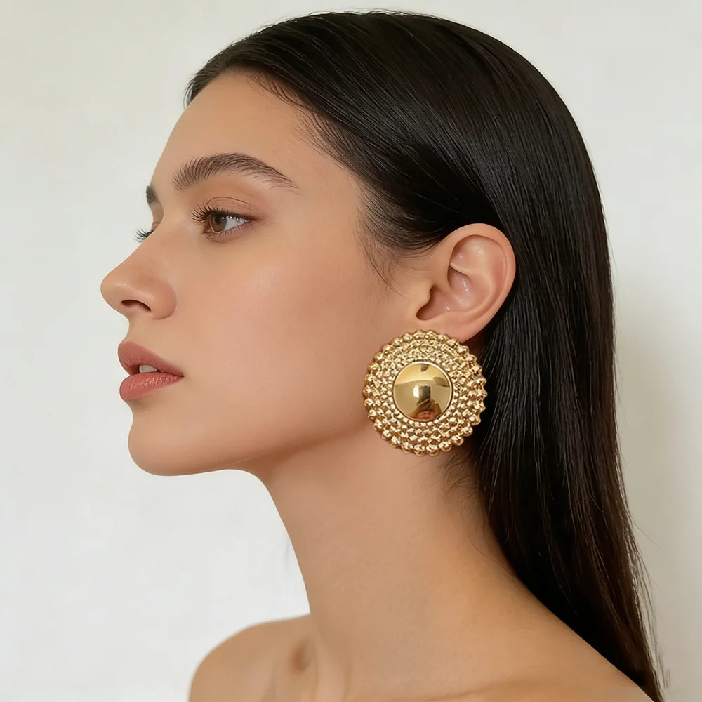 Elegant gold plated hoop earrings for women, shown as wedding jewelry