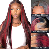 1B/99J Highlight Human Hair Bundles with Closure 12A Straight 99j Colored Human Hair Bundles With Closure Burmese Hair Bundles
