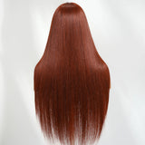 Layered reddish brown straight human hair wig, HSF Marketplace human hair wig with natural-looking layers