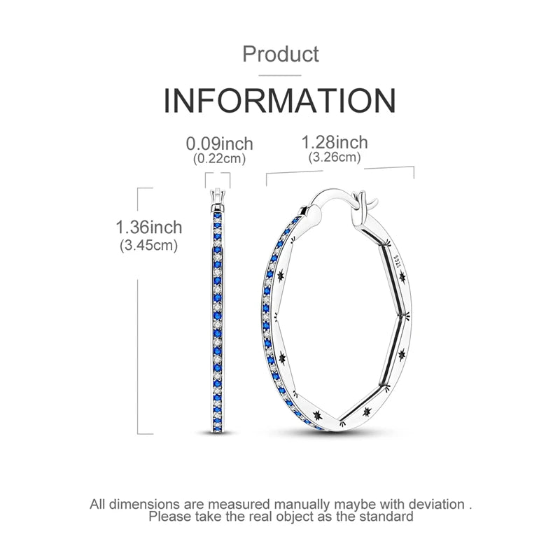 925 sterling silver hoop earrings with blue night sky gemstones by HSF Marketplace