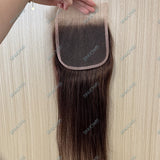 8-34Inch Chocolate Brown Straight Human Hair Bundles With Closure 100% Human Hair Bone Straight Hair  Human Hair Extensions 12A