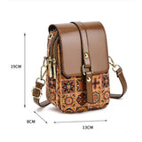 Bohemian printed PU leather phone bag with ethnic design, versatile crossbody style for ladies, single shoulder handbag by HSF Marketplace