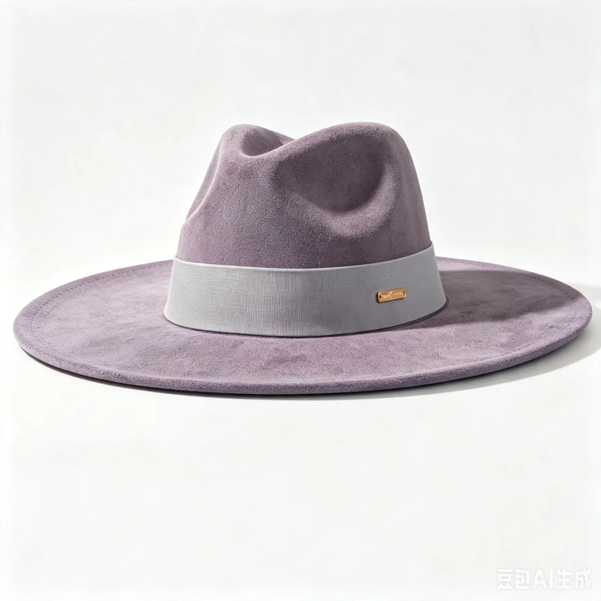 Women's wide brim suede fedora hat in classic brown felt for autumn and winter wear