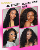13x6 Hd 250 Density Afro Kinky Curly Wig 100% Human Hair 13x4 4c Edges Frontal Deep Wave Curly Lace Front Wigs For Women on sale
