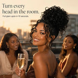 Afro puff drawstring ponytail short curly human hairpiece in a high bun updo for Black women