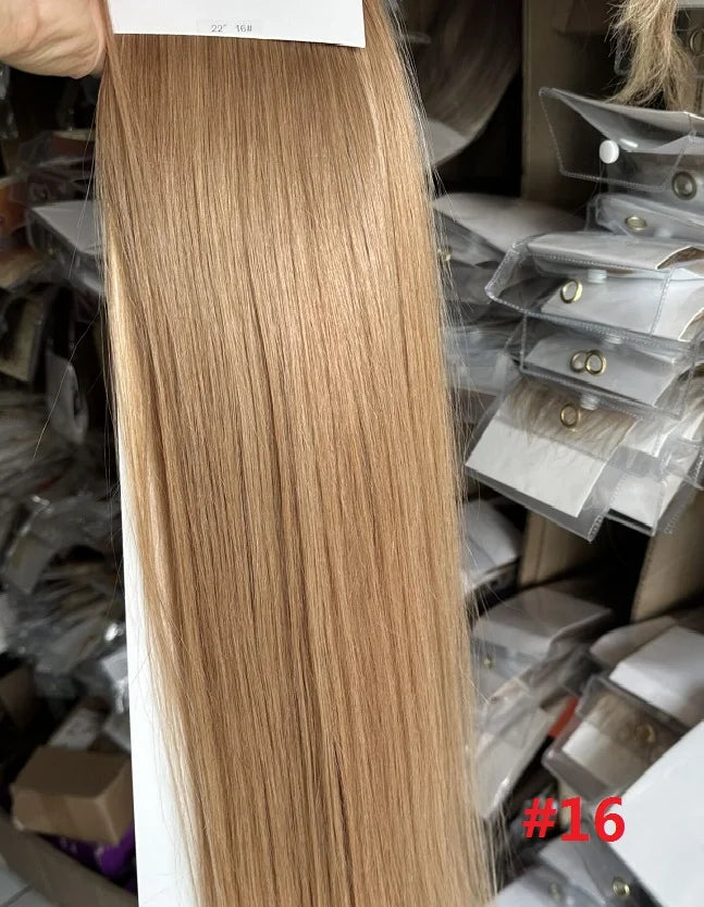 ZZHAIR Brazilian human Remy hair ribbon ponytail, 16–20 inch natural straight horsetail clip-in extension