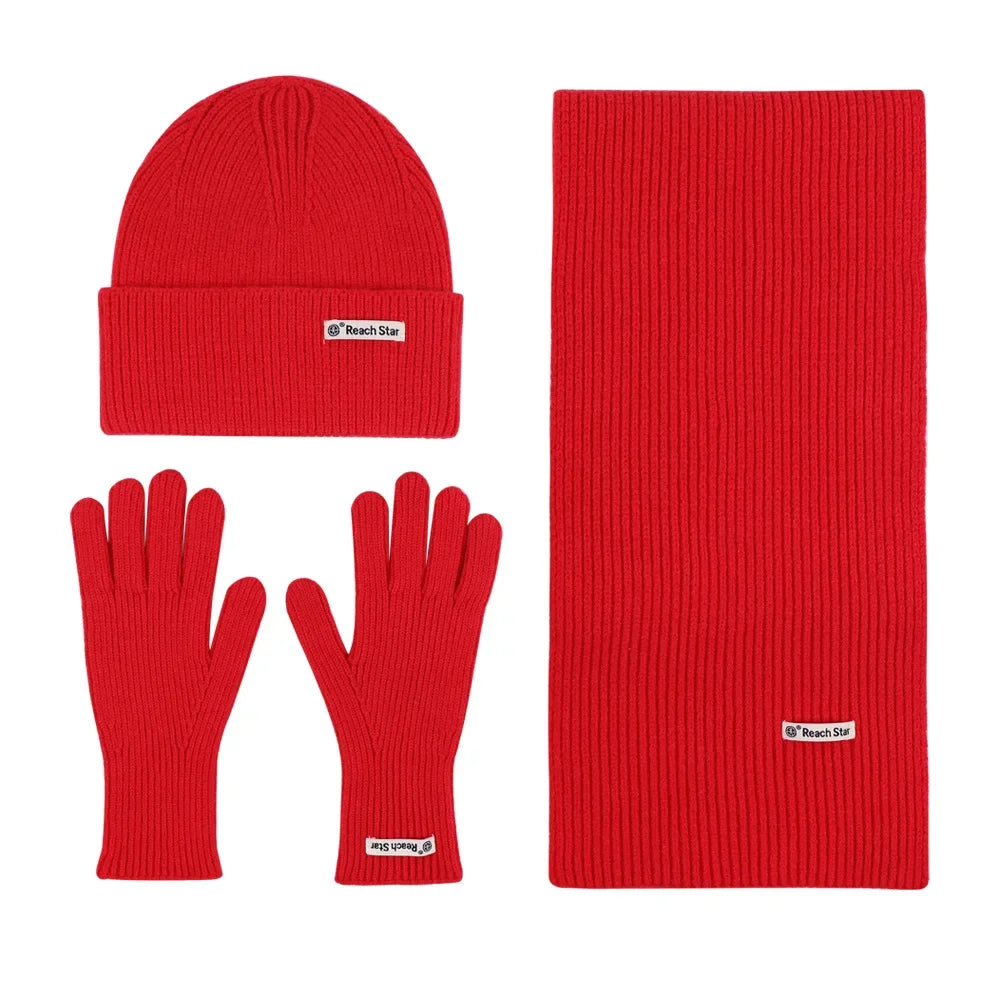 HSF Marketplace winter knit set with scarf, hat, and gloves for men and women