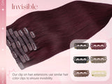 DIYOMO natural black straight PU clip-in hair extensions, 100% human hair with seamless invisible wefts