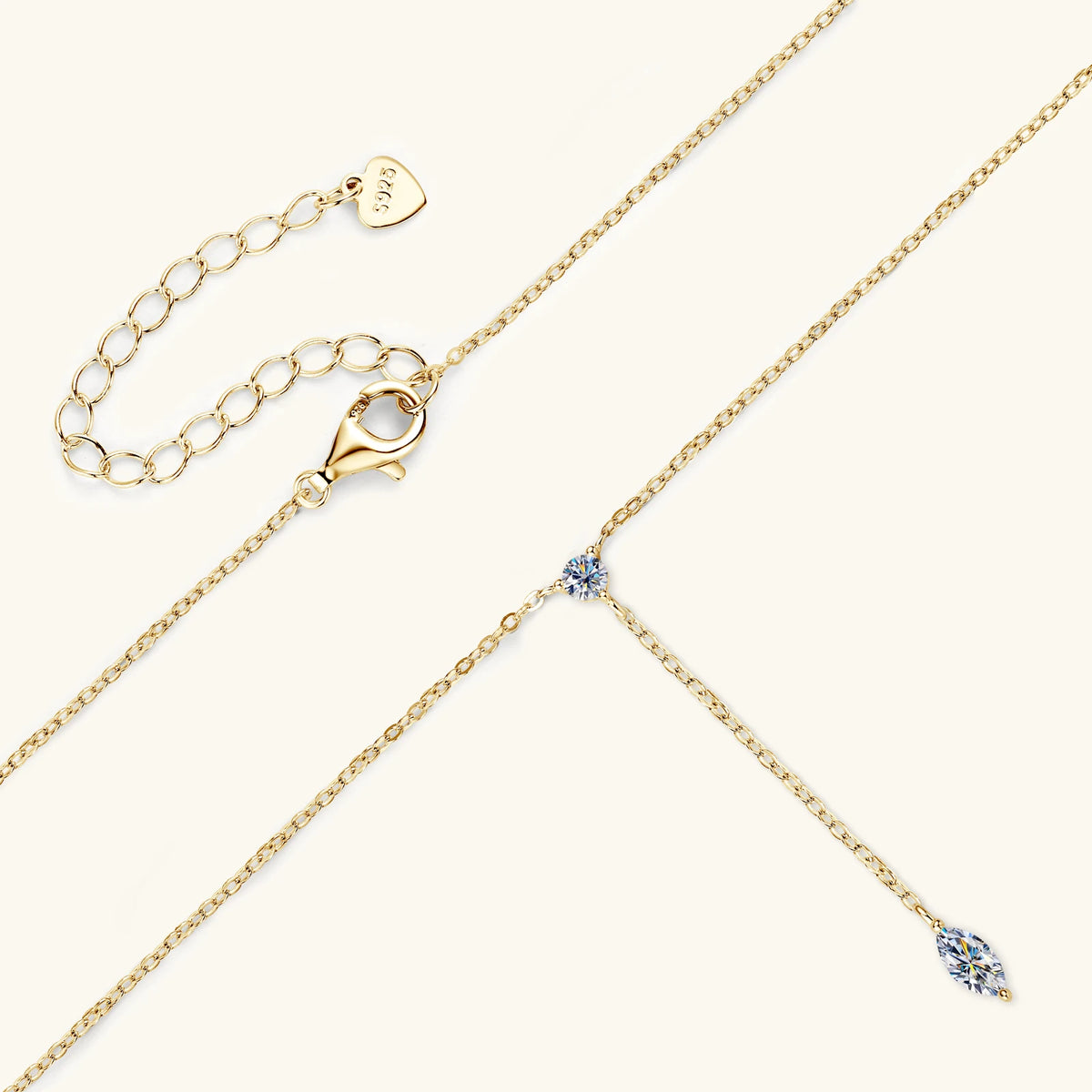 S925 silver marquise moissanite necklace for women, elegant jewelry design by HSF Marketplace