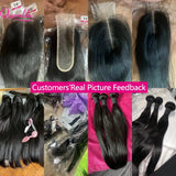 20 20 20 inch Straight Human Hair Bundles And Closure 100% Raw Hair Bundles With 2x6 HD Lace Closure 30inch Bundles Human Hair
