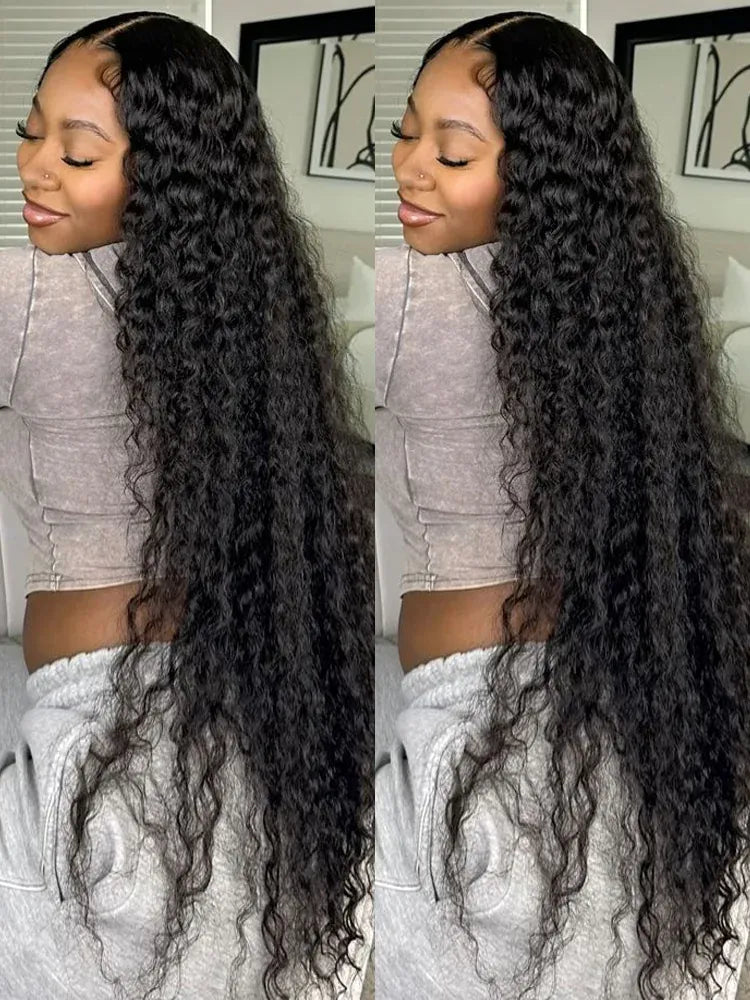 300 Density Water Wave Human Hair Wig 30 40inch Glueless Deep Wave 13x6 Hd Curly Lace Front Human Hair Wigs On Clearance Sale