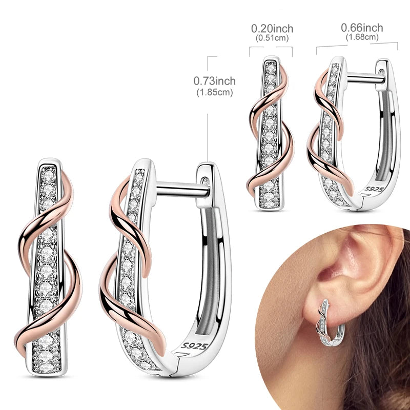 925 sterling silver hoop earrings with zirconia, hypoallergenic jewelry for women and girls