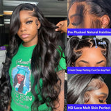 Body Wave Human Hair Wigs 13x6 Hd Lace Frontal Wigs 220 Density 40 Inch For Black Women Pre Plucked Loose Wave Lace Frontal Wig