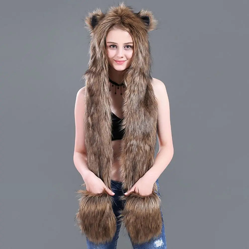 3-in-1 winter warm earmuff hat with scarf and gloves set by HSF Marketplace