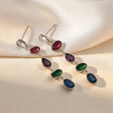 Stainless steel dangle earrings with colorful CZ crystals for women by HSF Marketplace