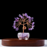 1pc Natural Crystal Lucky Tree Ornament Glass Treasure Pot Base Home Desktop Decoration Crafts Holiday Gift