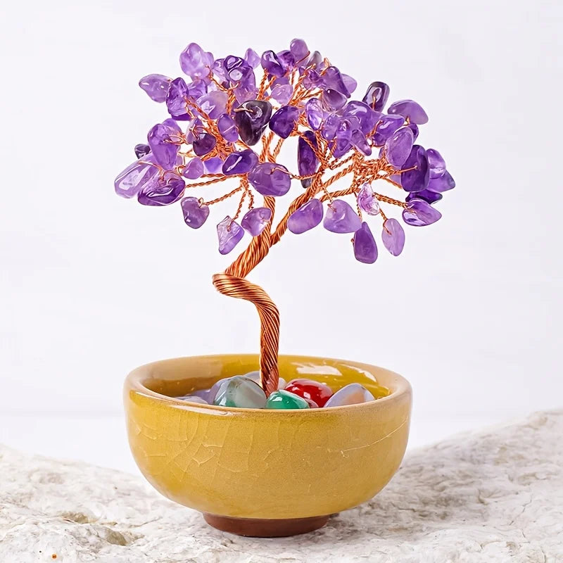 Natural Crystal Chips, Treasure Bowl, Teacup Base, Crystal Tree, Citrine, Wealth Tree, Home Decoration, Handicraft