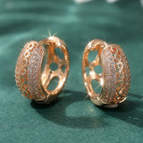 Hand-carved hollowed zirconia hoop earrings for women by HSF Marketplace