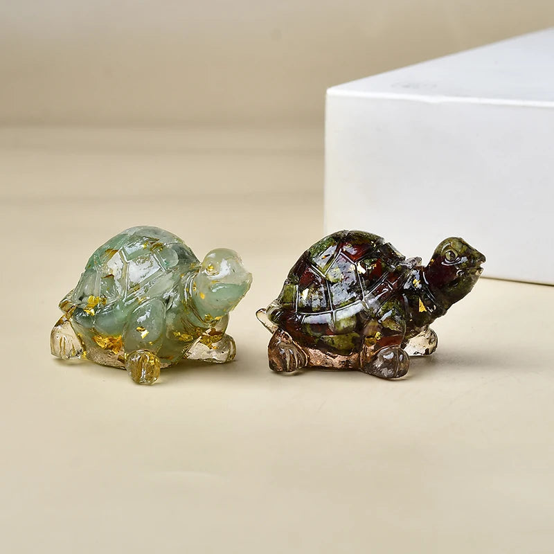 Natural Crystal Turtle, Composed of Crystal Fragments and Resin, Is an Ideal Gift for Home Decoration.