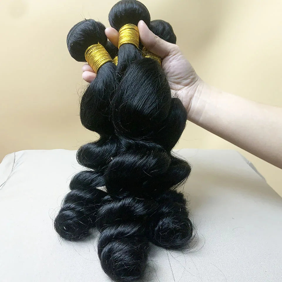 Loose Wave Bundles With HD Lace Frontal 13X4 Indian Virgin Human Hair 3/4 Bundles With Closure Raw Hair 4X4 Closure With Bundles