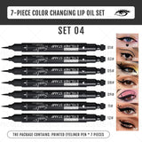 HSF Marketplace 7-piece waterproof liquid eyeliner set with moon, star, and heart-shaped tattoo stamps for precise eye makeup application.