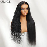 UNice 2-in-1 Wet & Wavy Wig Straight To Water Wave Human Hair Wig Bye-Bye Slip 7x5 13x4 Lace Glueless Wig Ready To Wear
