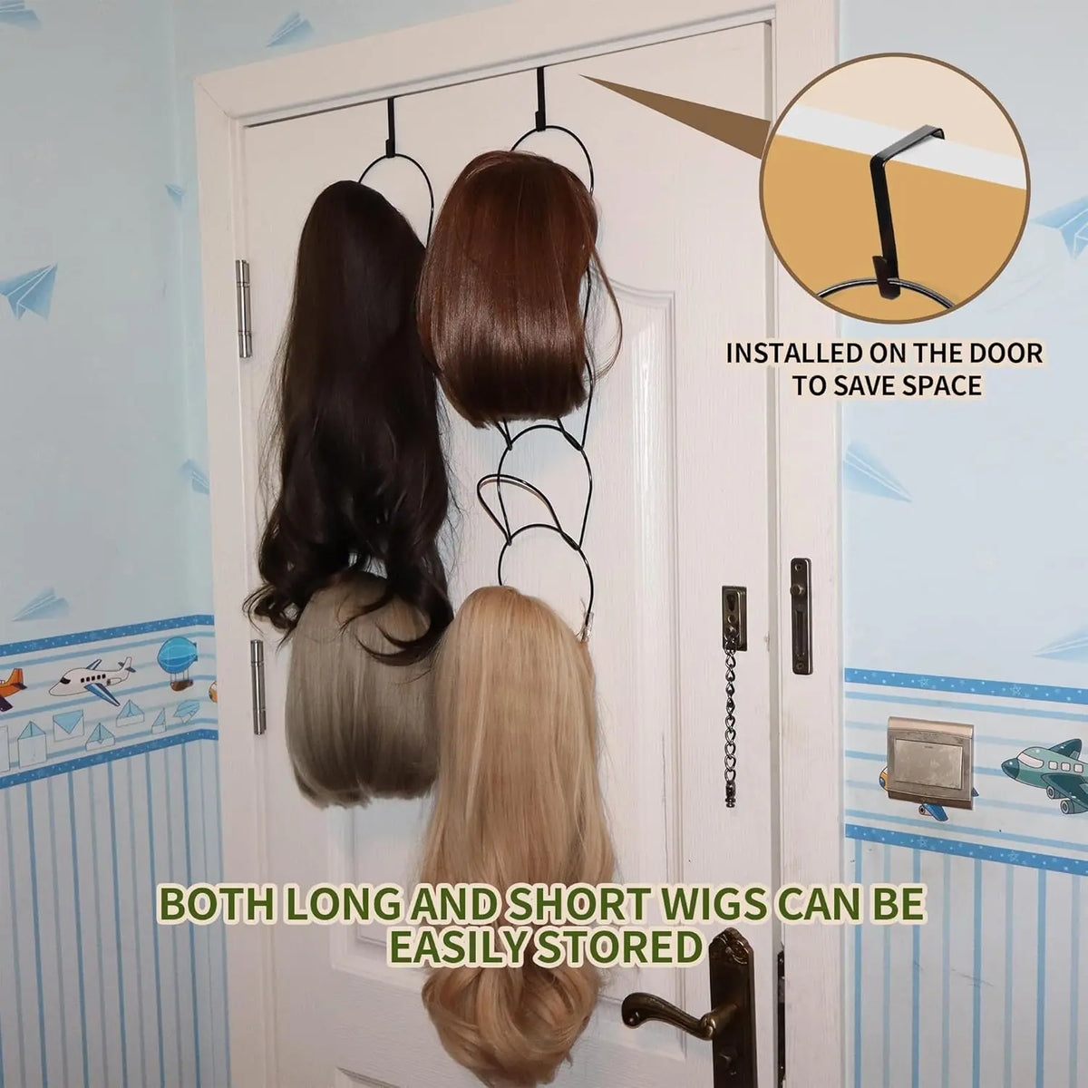 10 Pack wig Holder Organizer Closet Hanging Baseball Cap Display Storage Rack for Scarves Handbags Hanging Hook wig tool