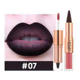 Red and black waterproof lipstick and lipliner set featuring double-ended tapered contour pencils and matte lipgloss from HSF Marketplace.