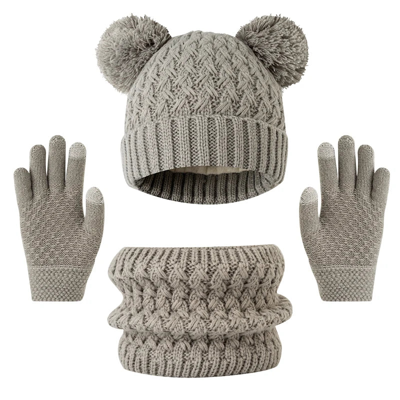 Children's winter hat, scarf, and glove set with snowflake design by HSF Marketplace