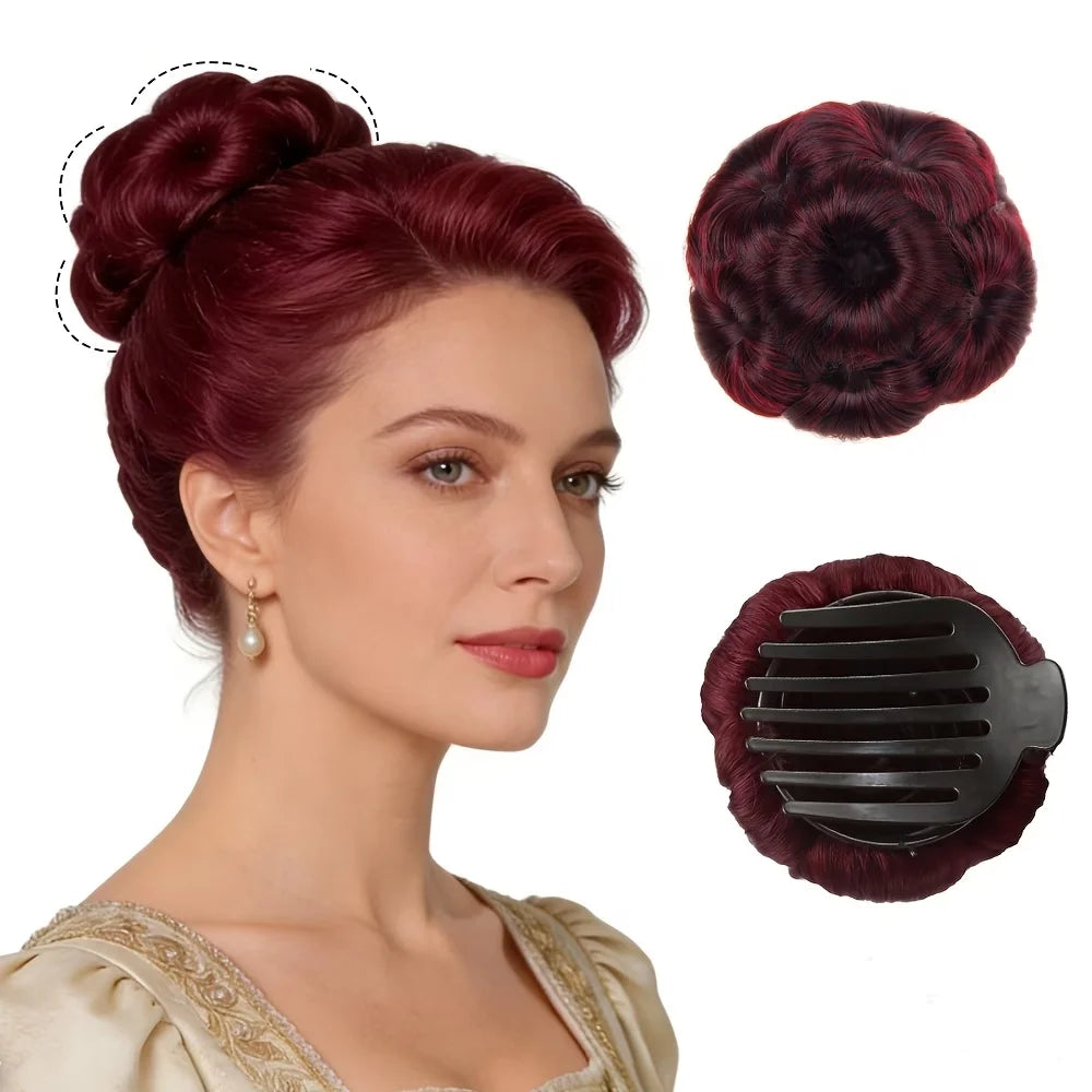 Black embellished human hair claw ponytail extension bun wig for women updo styling