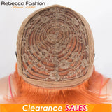 Long straight ginger human hair wig by HSF Marketplace, Brazilian Remy fibers, full machine-made, perfect for cosplay or everyday wear