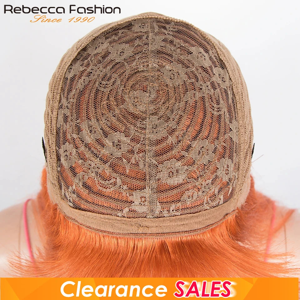 Long straight ginger human hair wig by HSF Marketplace, Brazilian Remy fibers, full machine-made, perfect for cosplay or everyday wear