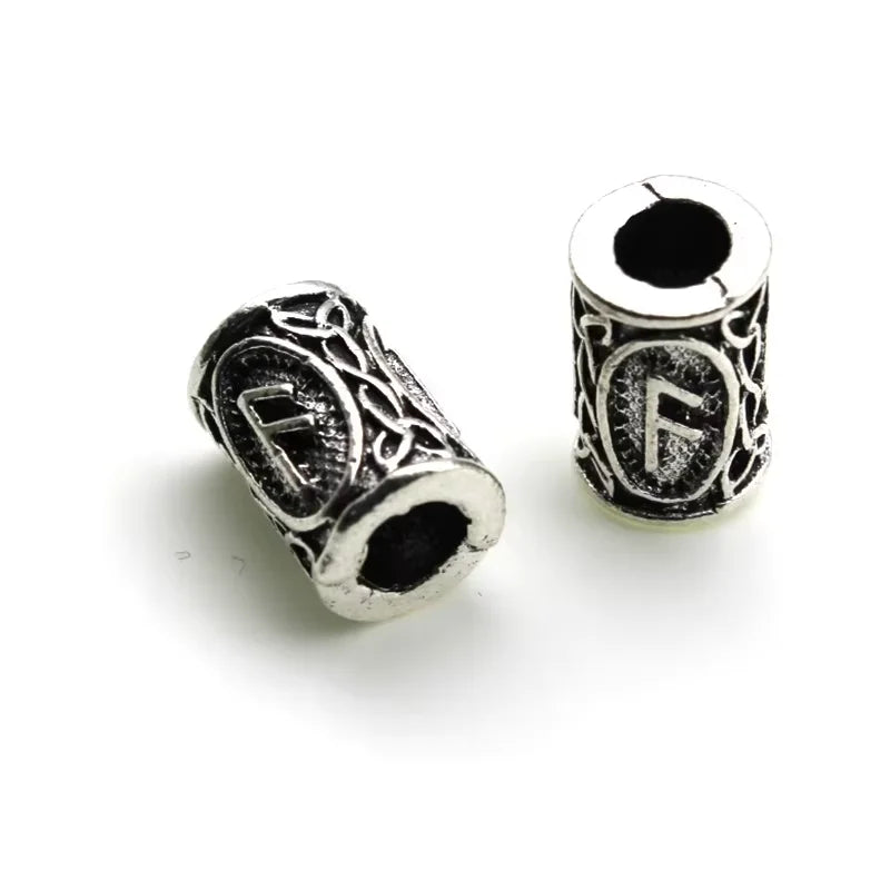 10Pcs/Lot Viking Rune Beads Alloy Tube Spacer Beads Hair Braid Beard Dreadlock Beads Knife Beads Pendant for DIY Jewelry Making