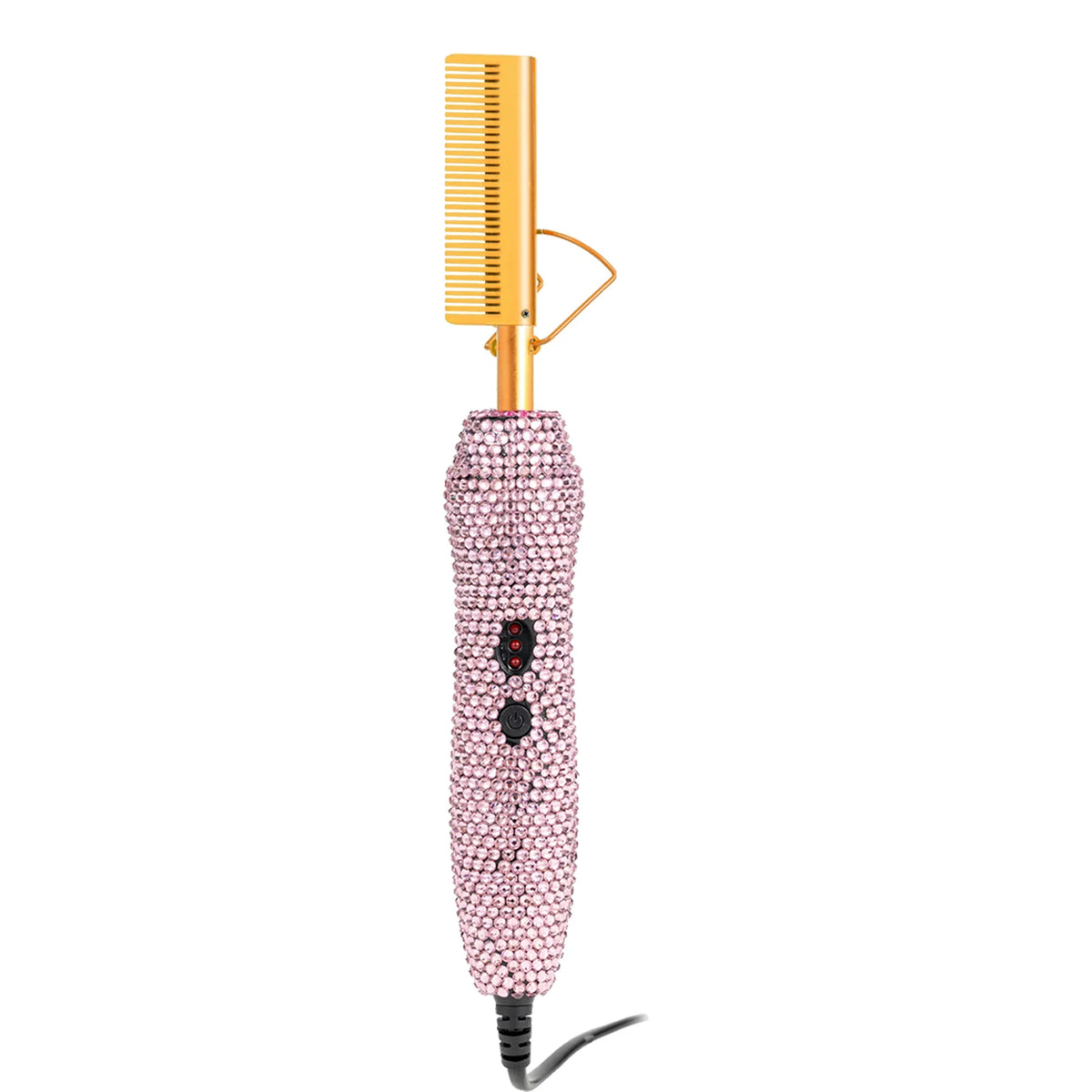 400℉ Hot Comb for Wigs & Human Hair, 2 in 1 Hair Straightener & Curler Bling Hot Hair Comb for Travel, Daily Use, Salon Grade