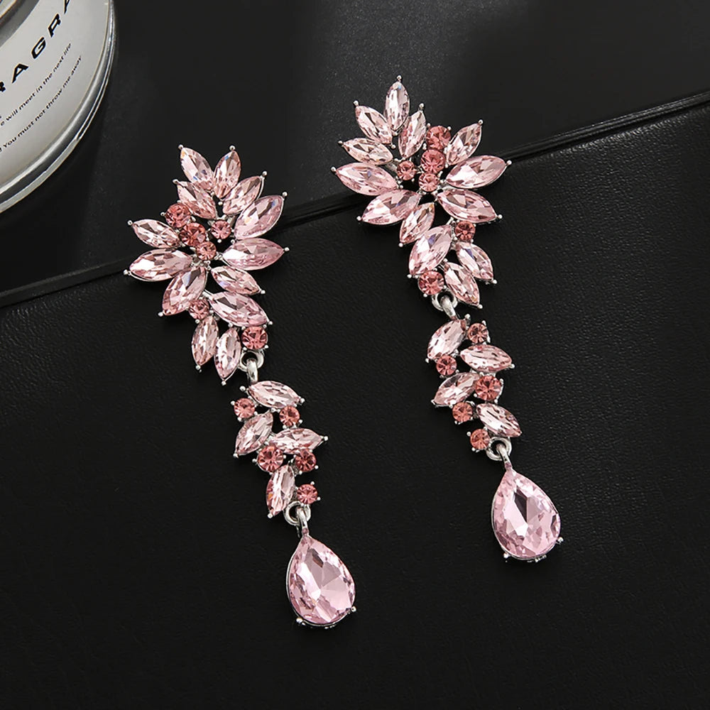 Champagne crystal drop earrings for elegant wedding looks, HSF Marketplace jewelry