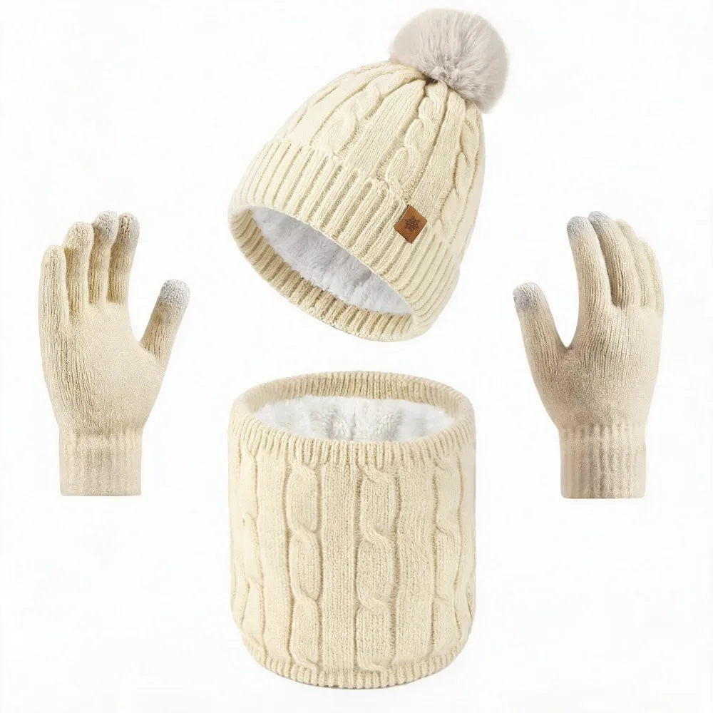 Warm winter hat, scarf, and gloves set for men and women by HSF Marketplace
