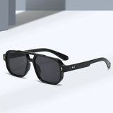 Vintage double bridges square sunglasses for men and women by HSF Marketplace with clear ocean lenses and UV400 protection.