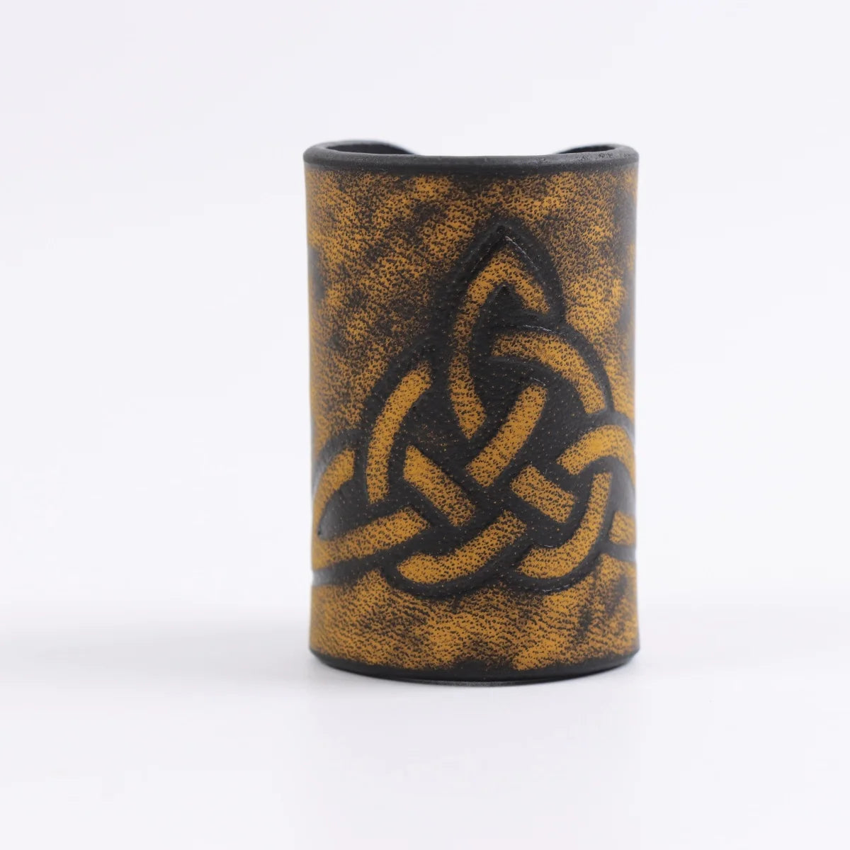 Viking hair beads for braids with Celtic knot leather hair cuff by HSF Marketplace