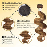 P427 Color Body Wave Human Hair Bundles With Closure 4x4 Transparent Lace Closure Raw Brazilian Hair Double Weft  3/4 Pc Bundle