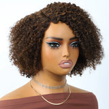Rebecca short kinky curly bob wig by HSF Marketplace, 100% real Indian human hair with water wave bodywave texture and lace cap.