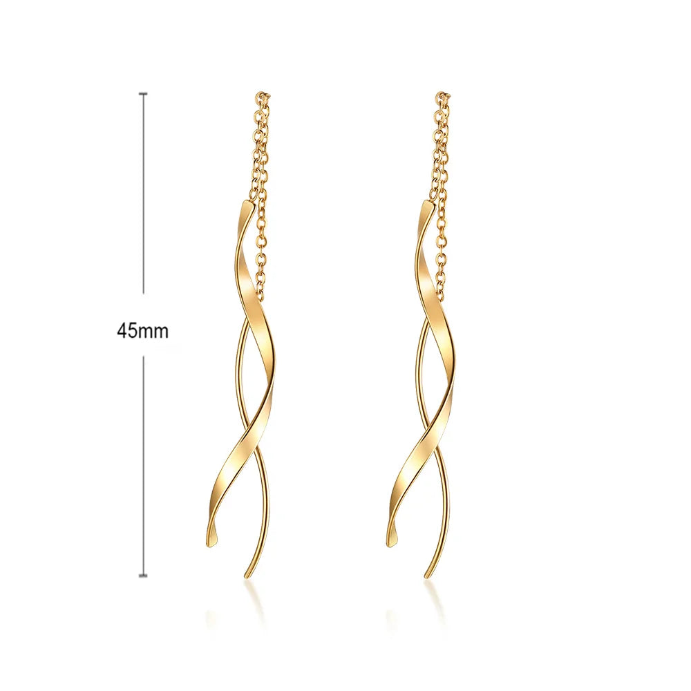Stainless steel twist circle hoop earrings for women by HSF Marketplace